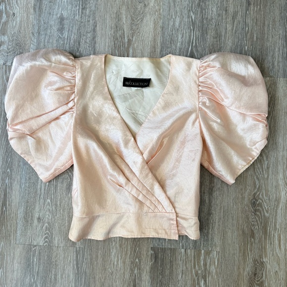 BB Collections Womens Vintage 80s Avant-Garde Pink Puff Sleeve Cardigan Size 10 - Picture 5 of 10